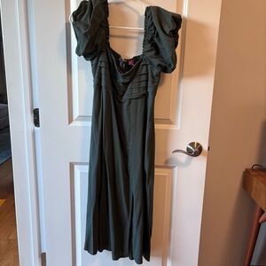 Chic Olive Green Long Sleeve Dress